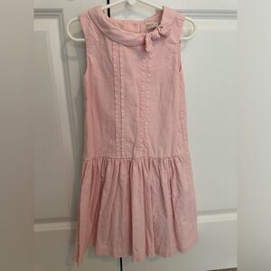 Hope & Henry girls pink linen rosebud bow dress, Size 6